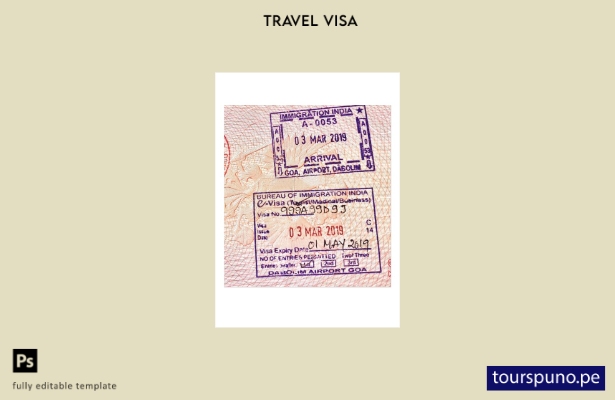 Plantilla de sello de visa de India lista para imprimir